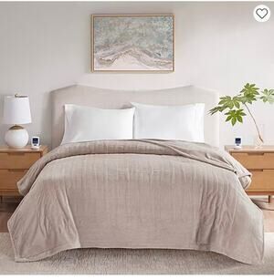 Beautyrest Heated Plush Blanket King Gray/Feather Taupe